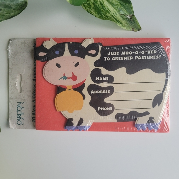 Vintage Just Moo-o-o-ved Change of Address Greeting Cards by Carlton Cards - Picture 3 of 4